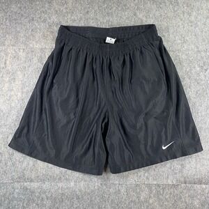 Nike Shorts Men's XL Black Shiny Silky Dazzle‎ Baggy Drawstring 9" Inseam Swoosh